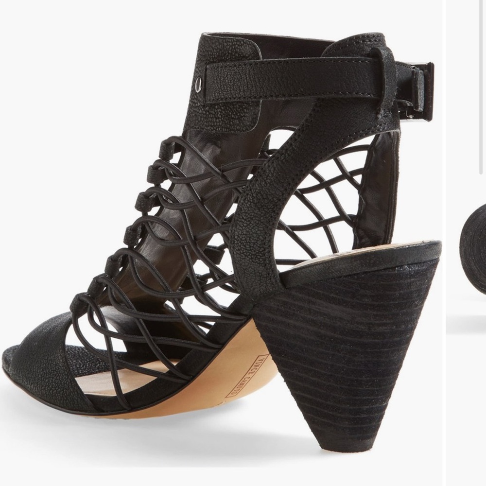 Vince Camuto VC-Evel Black Strappy Heeled Sandals - Picture 2 of 15